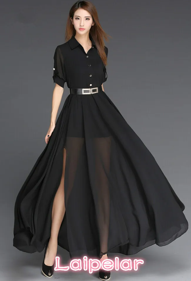 Woman Dress Chiffon 2018 Black And White Long Dress Korea Style Fashion Robe Femme Side Slit Maxi Women Dress With Belt Vestidos
Woman Dress Chiffon 2018 Black And White Long Dress Korea Style Fashion Robe Femme Side Slit Maxi Women Dress With Belt Vestidos
