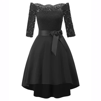 Summer new ladies retro high-end short-sleeved sexy lace word collar seven-point sleeve Slim stitching irregular female dress
Summer new ladies retro high-end short-sleeved sexy lace word collar seven-point sleeve Slim stitching irregular female dress