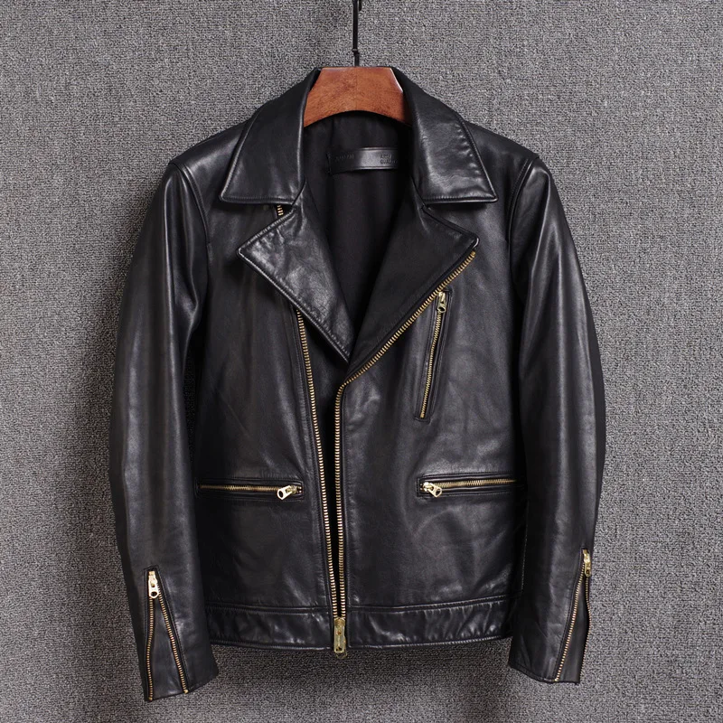 Genuine Leather Jacket Men Real Sheepskin Coat Spring Autumn Mens Slim Motorcycle Jacket Chaqueta Cuero Hombre WT183064 YY455
Genuine Leather Jacket Men Real Sheepskin Coat Spring Autumn Mens Slim Motorcycle Jacket Chaqueta Cuero Hombre WT183064 YY455