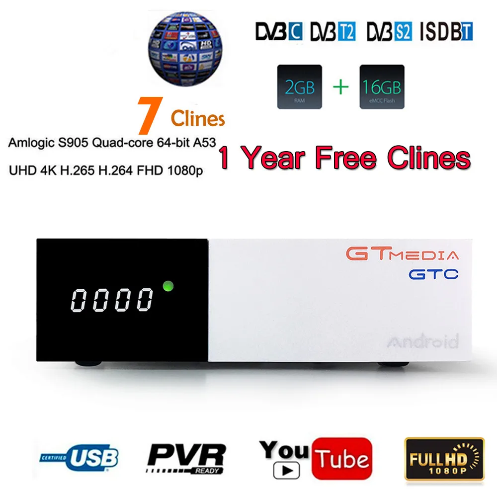 Freesat GTC decoder DVB-S2 DVB-C DVB-T2 Amlogic S905D android 6.0 TV BOX 2GB 16GB +1 Year cccam Satellite TV Receiver set tv box
Freesat GTC decoder DVB-S2 DVB-C DVB-T2 Amlogic S905D android 6.0 TV BOX 2GB 16GB +1 Year cccam Satellite TV Receiver set tv box