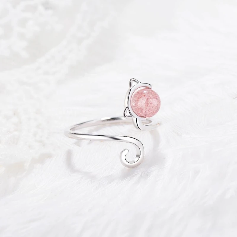 Korean Fresh Cat Pink Strawberry Crystal 925 Sterling Silver Temperament Personality Female Resizable Opening Rings SRI202
Korean Fresh Cat Pink Strawberry Crystal 925 Sterling Silver Temperament Personality Female Resizable Opening Rings SRI202