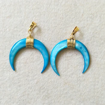 5pcs Natural shell Gold color Wire Wrapped Tribal Ox Horn bule Charm Pendant Crescent shell Bead DIY necklace making P233
5pcs Natural shell Gold color Wire Wrapped Tribal Ox Horn bule Charm Pendant Crescent shell Bead DIY necklace making P233