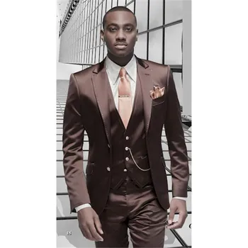 Brown Satin Men Suit Formal Italian Design Tuxedo Custom 3 Piece Blazer Masculino Wedding mens Suits (Jacket+Pants+Vest+Tie)
Brown Satin Men Suit Formal Italian Design Tuxedo Custom 3 Piece Blazer Masculino Wedding mens Suits (Jacket+Pants+Vest+Tie)