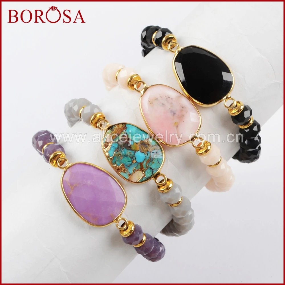 BOROSA 5PCS Gold Color Mix Colors Natural Turquoises 8x6mm Faceted Glass Beads & Tassel Bracelet Bangle for Women Jewelry G1503
BOROSA 5PCS Gold Color Mix Colors Natural Turquoises 8x6mm Faceted Glass Beads & Tassel Bracelet Bangle for Women Jewelry G1503