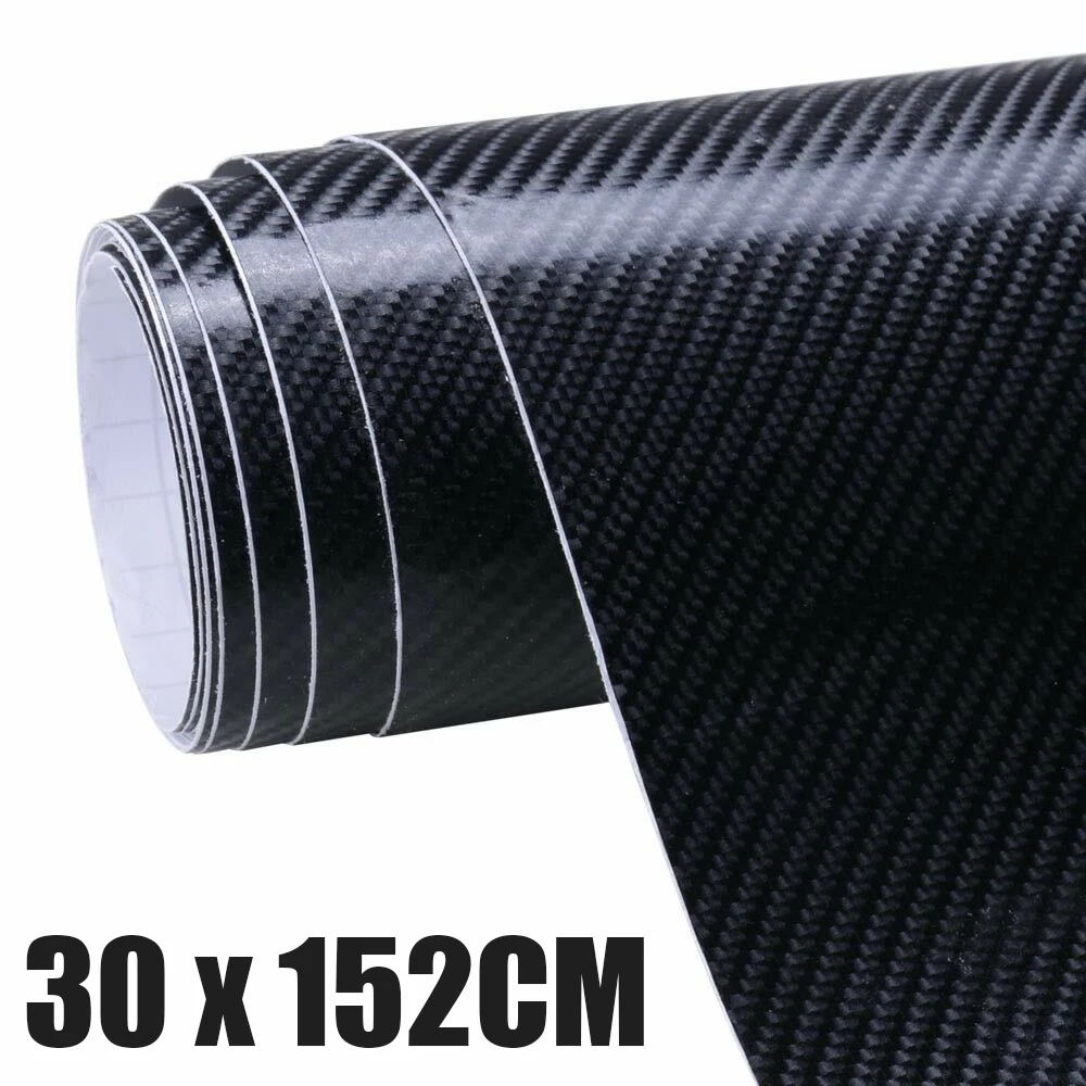 

Car DIY Decoration 1pc 4D BLACK Auto Roll Sheet Carbon Fibre Vinyl Car Wrap Film Sticker 30cm x 152cm