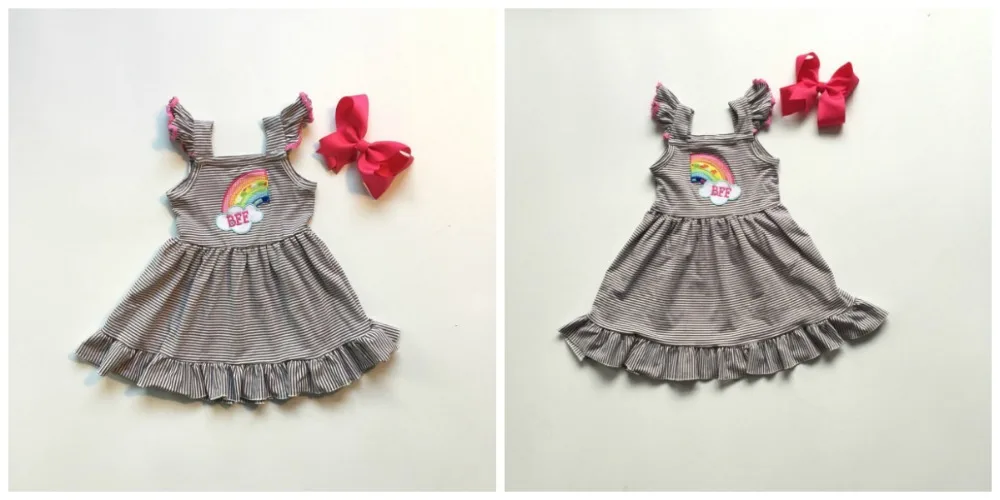 new summer sunkissed black rainbow BEE stripe girls baby kidswear children clothes short sleeve ruffles cotton dress match bow
new summer sunkissed black rainbow BEE stripe girls baby kidswear children clothes short sleeve ruffles cotton dress match bow