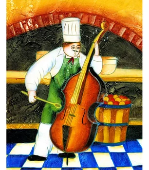 Modern abstract handmade painting happy chef plaing cello on oil canvas for living room decor and wallpaper
Modern abstract handmade painting happy chef plaing cello on oil canvas for living room decor and wallpaper