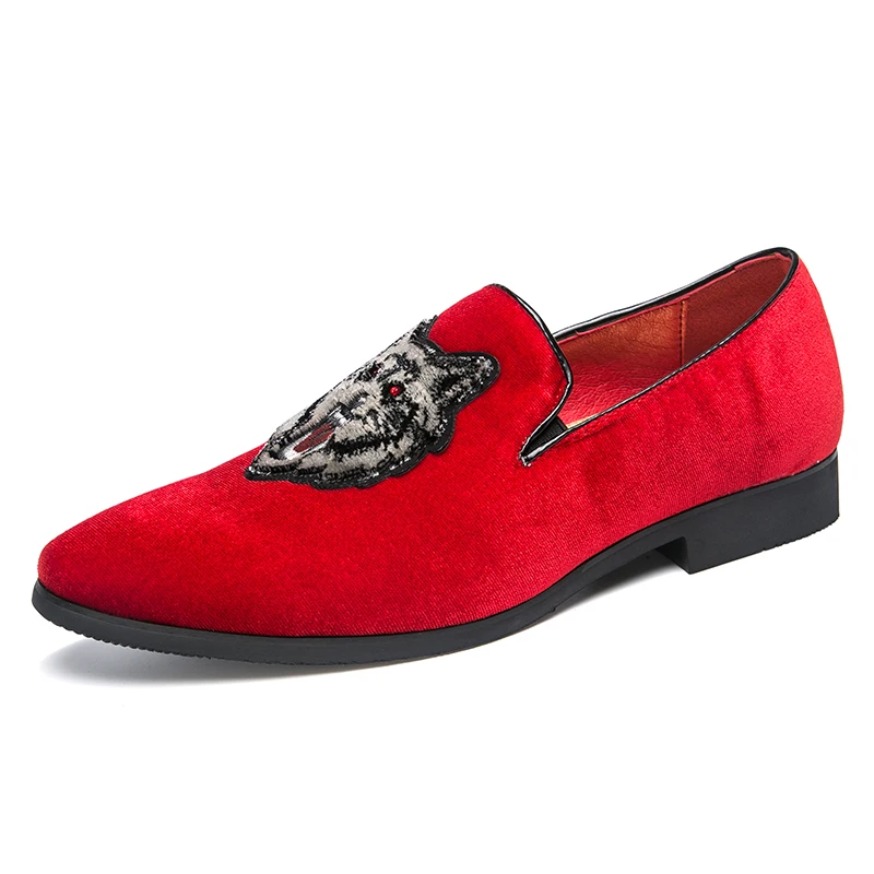 mens shoes suede leather wolf animal luxury brand slip on desinger male spring summer footwear fashion dress oxford shoe for men (1)