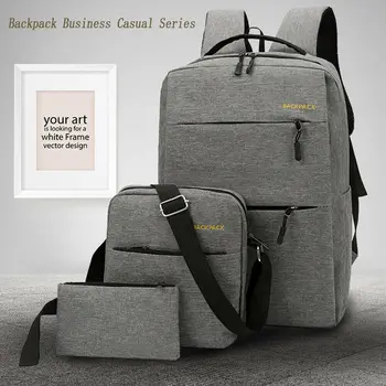 

3pcs Unisex Anti-Theft Backpack USB Port Water Repellent Charging Travel Laptop Notebook School Bag Business Case Rucksack