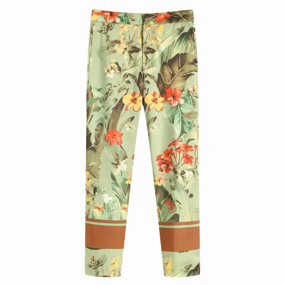 

2019 spring Za Women trousers froal printed loose Pants trousers pants causal harem Pants Cuffed Track Pants