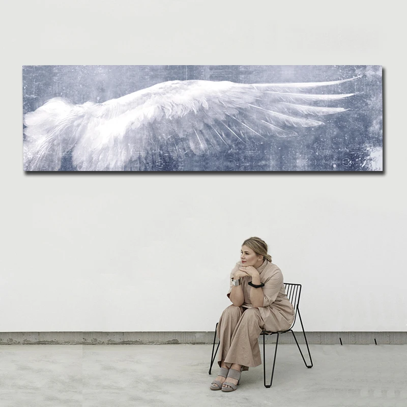 Черно белые винтажные постеры с крыльями ангела и принты дешевые картины на
