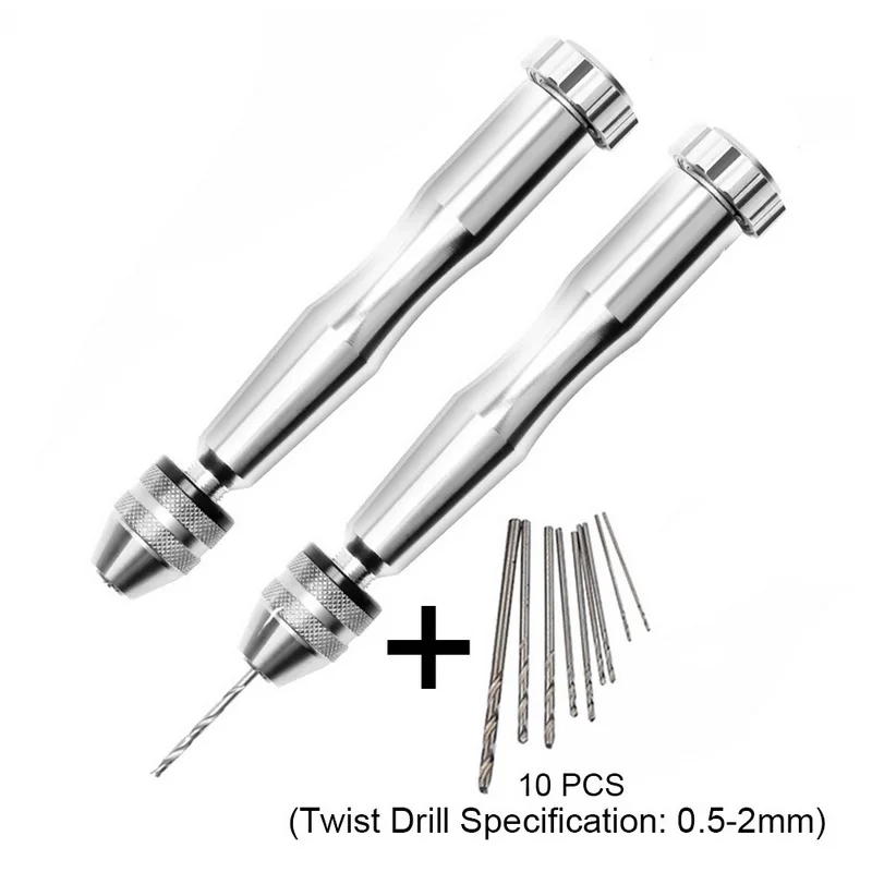 0.3-3.4mm Silver Hand Drill Aluminum Drill Eye Set Woodworking Manual Punch Tool with Keyless Chuck +10pc Twist Drill
0.3-3.4mm Silver Hand Drill Aluminum Drill Eye Set Woodworking Manual Punch Tool with Keyless Chuck +10pc Twist Drill