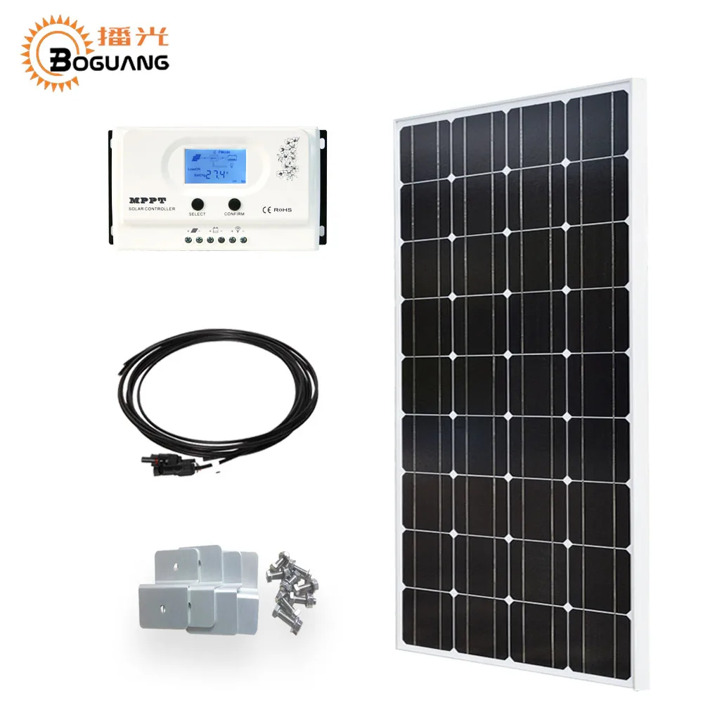 

Boguang 18v 100w solar panel photovoltaic module cell 12v/24v 15A MPPT controller cable MC4 connector Mounting brackets power