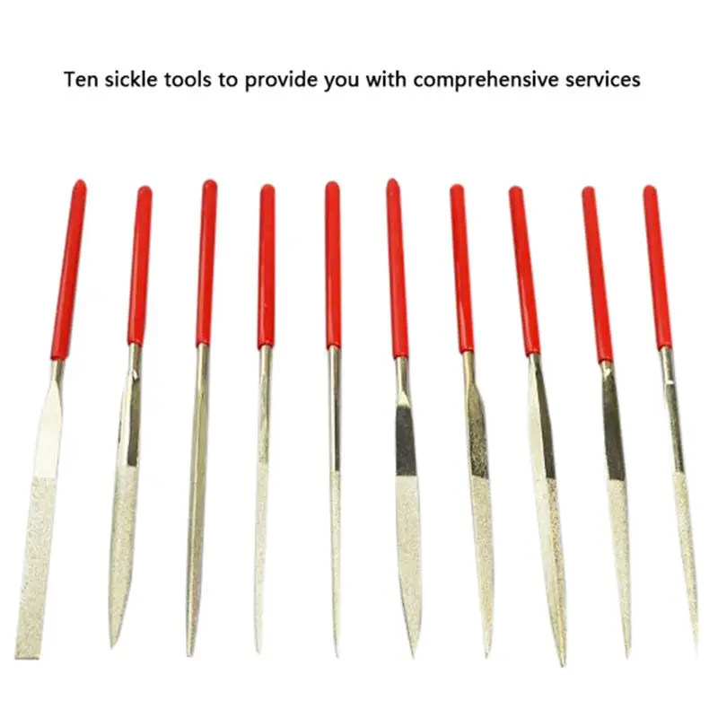 10 Pcs/Set Guitar Pillow Grinding Rasp Groove Rasp DIY Kit Diamond Rasp Plastic Handle Set Of Ten 2018