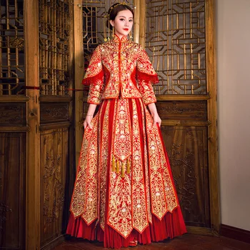 Chinese Traditional Cheongsam Suit Lady Dragon Embroidery 2PCS Coat&Skirt New Red Vintage Wedding Dress Elegant Evening Gowns
Chinese Traditional Cheongsam Suit Lady Dragon Embroidery 2PCS Coat&Skirt New Red Vintage Wedding Dress Elegant Evening Gowns