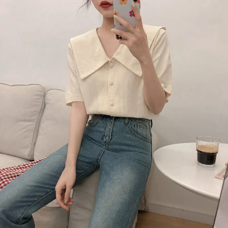 2019 New Korean Preppy Style Turn-down Collar Short Sleeve Shirt Women Summer Small Fresh Blouse Woman Cute Blusa Tops
2019 New Korean Preppy Style Turn-down Collar Short Sleeve Shirt Women Summer Small Fresh Blouse Woman Cute Blusa Tops