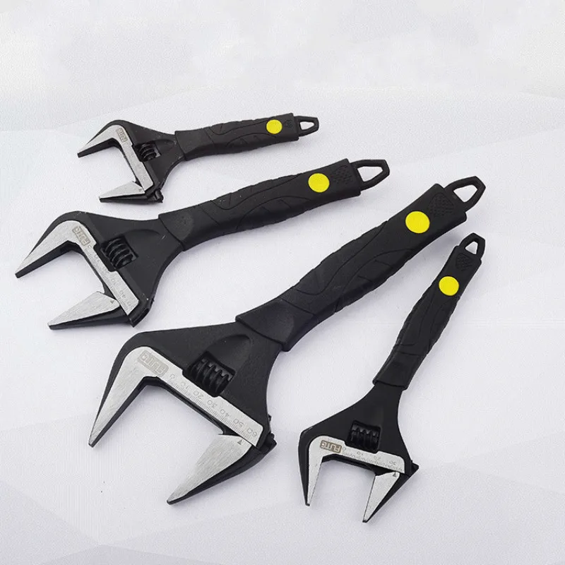 Adjustable Spanner Repair Tools Open End Wrench Short Handle wider openings Wrench with Rubber Handle
Adjustable Spanner Repair Tools Open End Wrench Short Handle wider openings Wrench with Rubber Handle