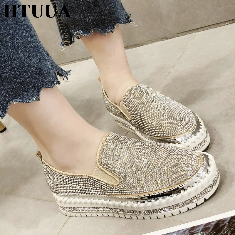 HTUUA Casual Loafers Shoes Women Summer Flat Shoes Woman Black Silver Shinning Bling Crystal Slip On Platform Shoes Flats SX2952
HTUUA Casual Loafers Shoes Women Summer Flat Shoes Woman Black Silver Shinning Bling Crystal Slip On Platform Shoes Flats SX2952