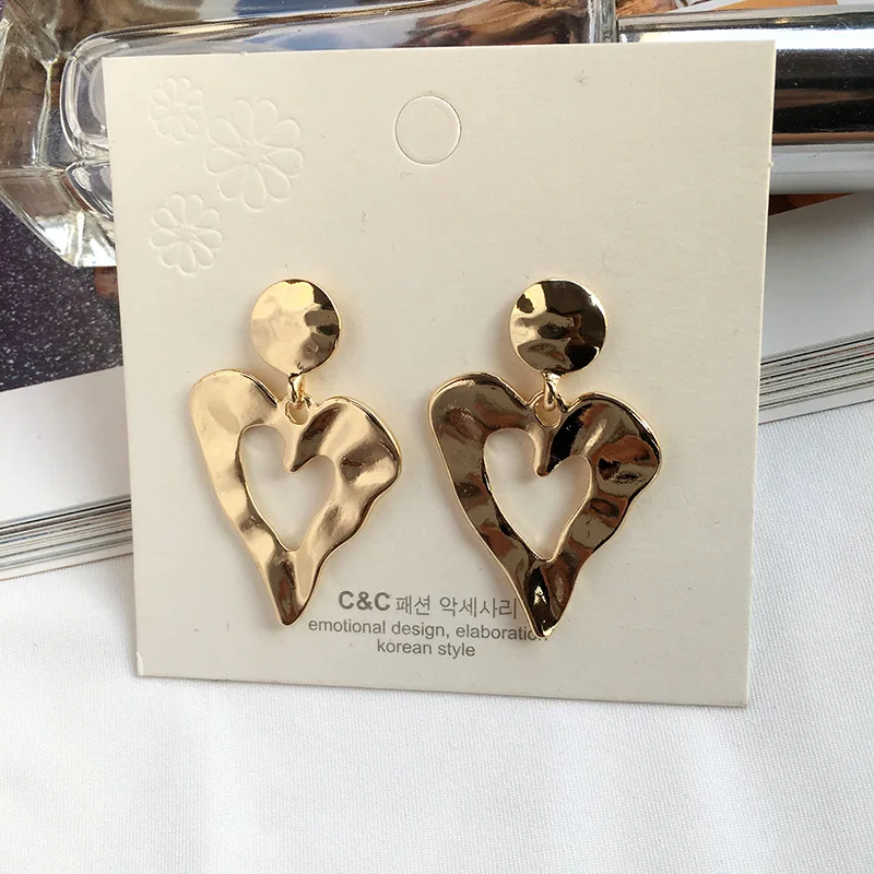8Seasons New Fashion Hammered Drop Earrings Geometric Heart Gold Sliver Color Alloy Women Sweet Wedding Party Statement Earrings
8Seasons New Fashion Hammered Drop Earrings Geometric Heart Gold Sliver Color Alloy Women Sweet Wedding Party Statement Earrings