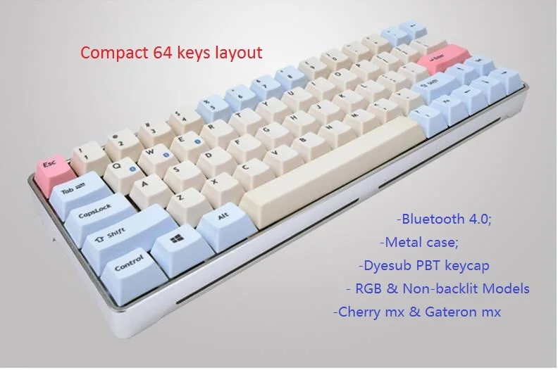 bluetooth mechanical keyboard keycool 64 cherry mx wireless game keyboard dyesub pbt keycap gateron mx mini keyboard BT 4.0
bluetooth mechanical keyboard keycool 64 cherry mx wireless game keyboard dyesub pbt keycap gateron mx mini keyboard BT 4.0