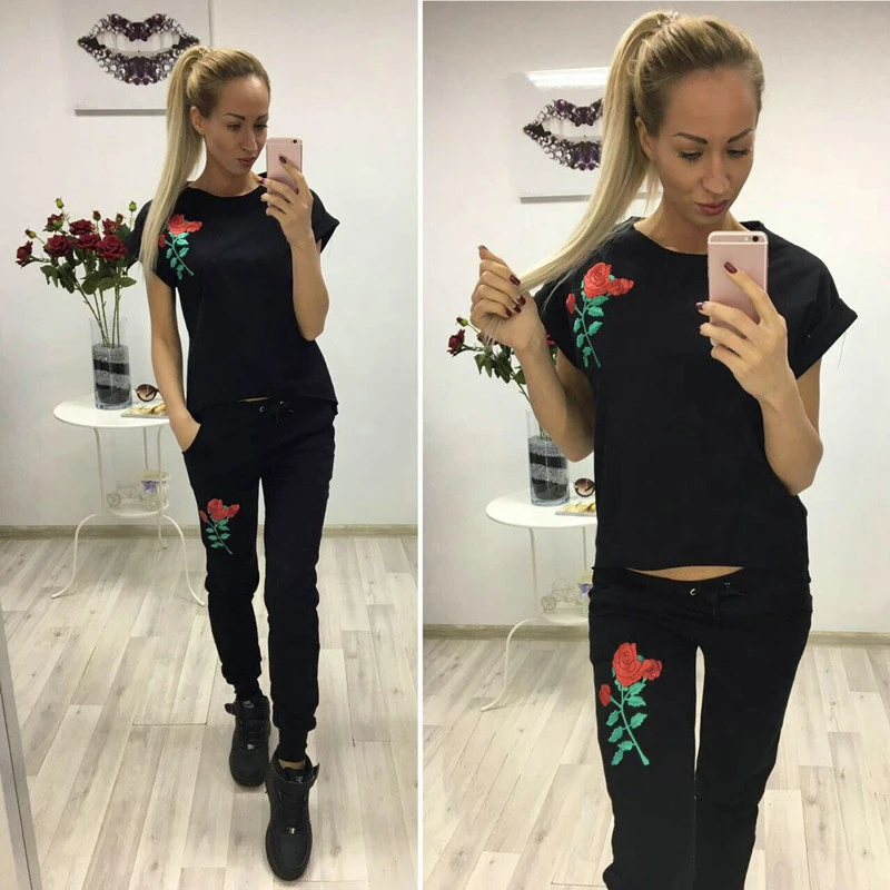 Women Harajuku Flower Rose Embroidered Pants Female Casual Elastic Trousers Full Length Pencil Pants Lady Vintage Trousers
Women Harajuku Flower Rose Embroidered Pants Female Casual Elastic Trousers Full Length Pencil Pants Lady Vintage Trousers