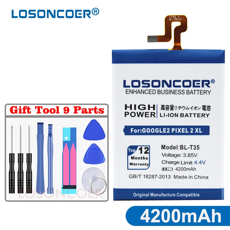 

LOSONCOER 4200mAh BL-T35 For LG Google2 Pixel 2 XL BL T35 Battery +Gift tools