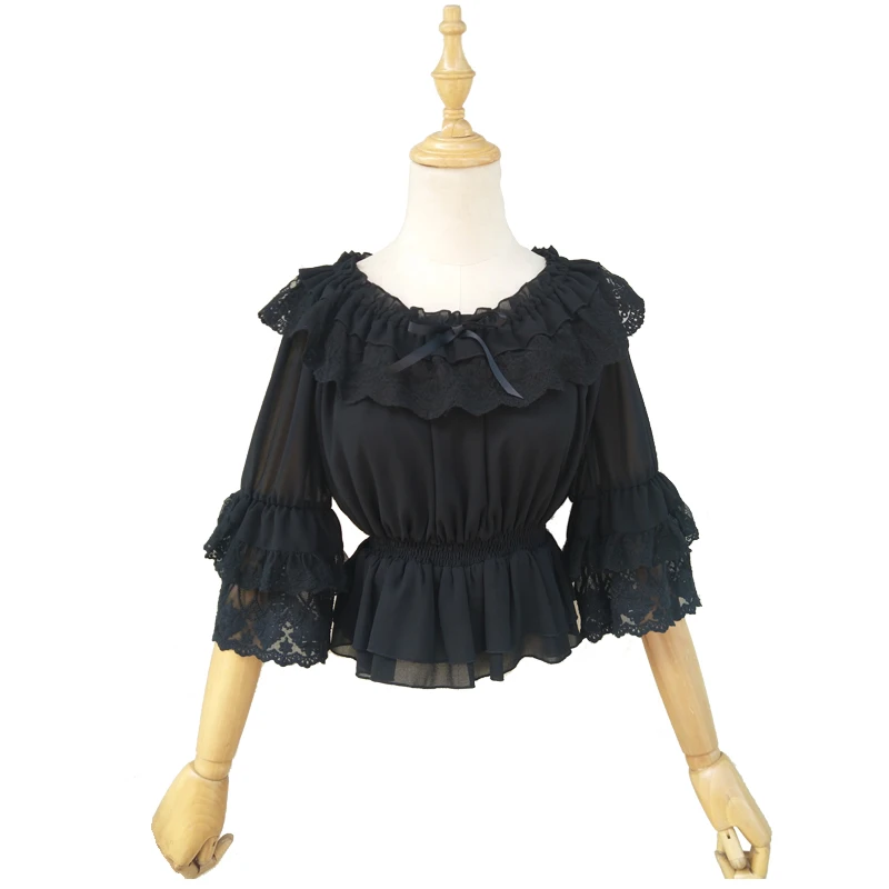 Short Design Lace Chiffon Basic Shirt Sweet Lolita Flare Half Sleeve Women Shirts Lady Tops Casual Mori Girl Princess Blouse
Short Design Lace Chiffon Basic Shirt Sweet Lolita Flare Half Sleeve Women Shirts Lady Tops Casual Mori Girl Princess Blouse