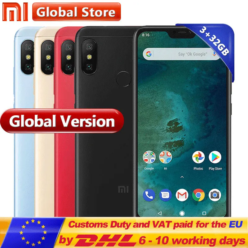 Global Version Xiaomi A2 Lite Telephone 3GB 32GB Snapdragon 625 Octa Core Smartphoe 5.84" 19:9 Full Screen 12MP+5MP 2 Camera
Global Version Xiaomi A2 Lite Telephone 3GB 32GB Snapdragon 625 Octa Core Smartphoe 5.84" 19:9 Full Screen 12MP+5MP 2 Camera