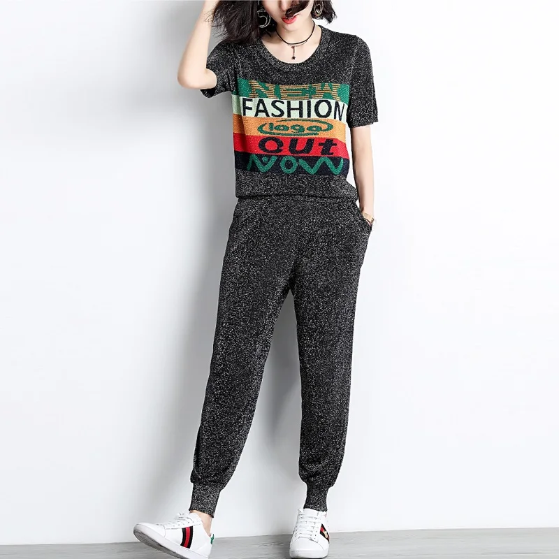 2 Piece Set Women Short Sleeve Shirt And Haren pants Suits 2019 Summer Fashion Elegant Alphabetic printing striped Pant Sets
2 Piece Set Women Short Sleeve Shirt And Haren pants Suits 2019 Summer Fashion Elegant Alphabetic printing striped Pant Sets