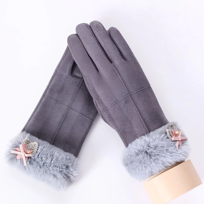Fashion Women Wrist Gloves Winter Warm Suede Gloves With Faur Fux Knitted Leaf Flower Mittens Windproof Luvas Christmas Gift
Fashion Women Wrist Gloves Winter Warm Suede Gloves With Faur Fux Knitted Leaf Flower Mittens Windproof Luvas Christmas Gift