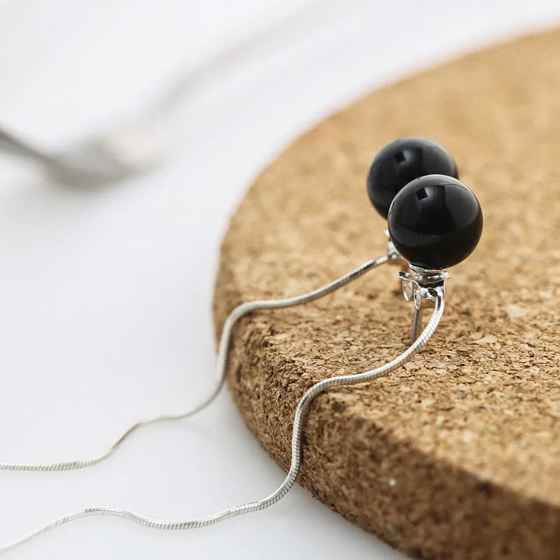 925 Sterling silver Stud earrings Black round pearl Long ears line Women's fashion jewelry wholesale Holiday gifts
925 Sterling silver Stud earrings Black round pearl Long ears line Women's fashion jewelry wholesale Holiday gifts