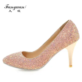 Thin Med Heels 5cm or 8.5cm Pumps Women Wedding Shoes Sexy Pointed Toe Pumps Woman 2017 Spring Female Bling Bridal Shoe Big Size
Thin Med Heels 5cm or 8.5cm Pumps Women Wedding Shoes Sexy Pointed Toe Pumps Woman 2017 Spring Female Bling Bridal Shoe Big Size