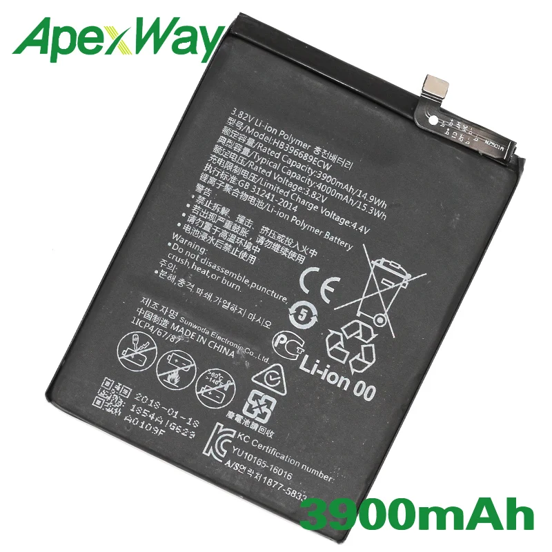 ApexWay 2PCS/lot HB396689ECW 3900mAh Phone battery for Huawei Mate 9 TRT-L53 TRT-AL00 TL10A Y7 Prime 2017 TRT-LX1 TRT-LX2 LX23
ApexWay 2PCS/lot HB396689ECW 3900mAh Phone battery for Huawei Mate 9 TRT-L53 TRT-AL00 TL10A Y7 Prime 2017 TRT-LX1 TRT-LX2 LX23