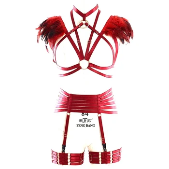 1 Set Wine Red Harness Cage Tops halter with Garter Belts Leg harness Sexy Lingerie Bondage Belts Clothing Women harness
1 Set Wine Red Harness Cage Tops halter with Garter Belts Leg harness Sexy Lingerie Bondage Belts Clothing Women harness