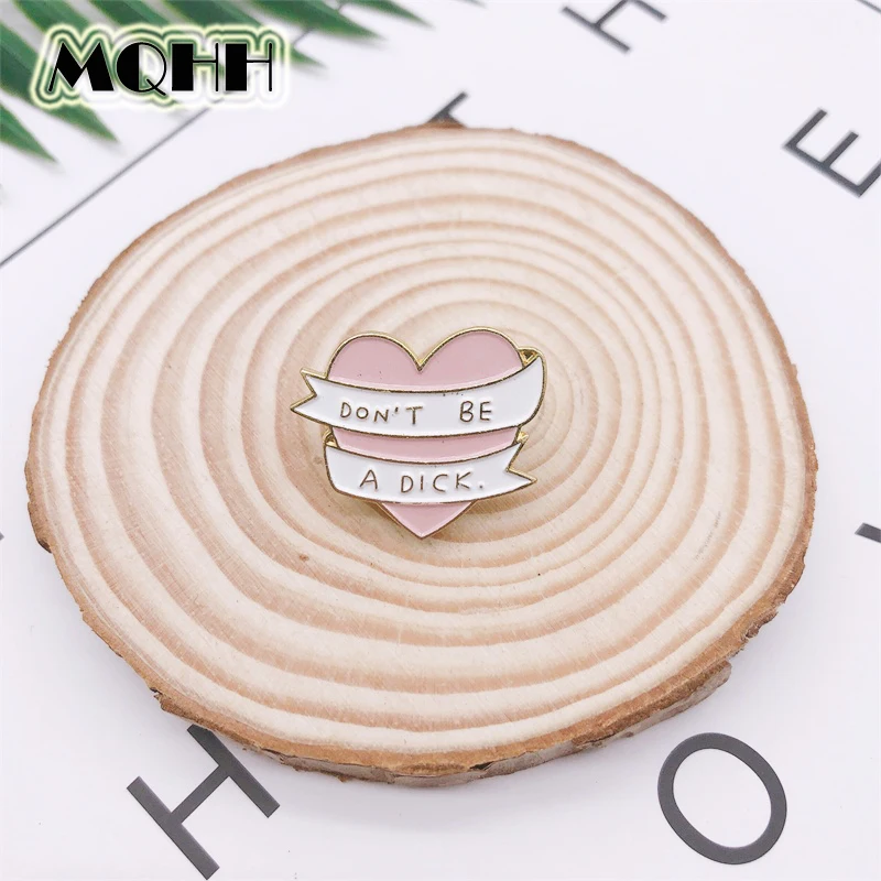 Cartoon Pink Love Heart Shape Enamel Brooch Ribbon DON'T BE A DICK Alloy Badge Denim Shirt Bag Pin Punk Accessories Jewelry Gift
Cartoon Pink Love Heart Shape Enamel Brooch Ribbon DON'T BE A DICK Alloy Badge Denim Shirt Bag Pin Punk Accessories Jewelry Gift