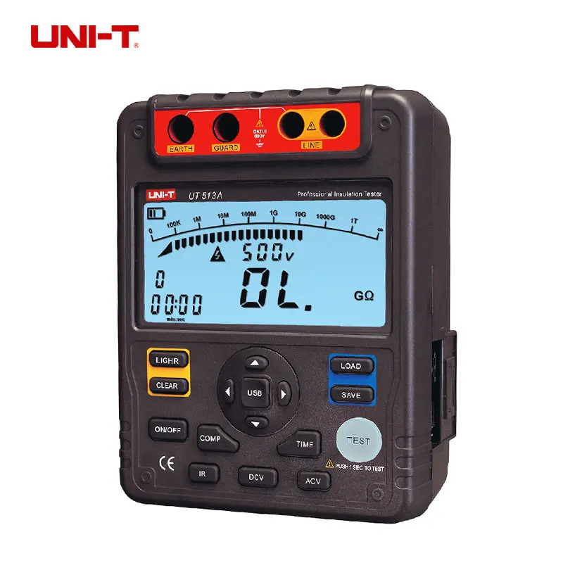 UNI-T UT513A Digital Insulation Resistance Tester Megohmmeter Voltmeter 5000V 1000M ohm w/ USB Interface Earth Ground Meter
UNI-T UT513A Digital Insulation Resistance Tester Megohmmeter Voltmeter 5000V 1000M ohm w/ USB Interface Earth Ground Meter