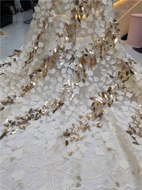2019 African French Sequin Net Lace Fabric 5 Yards Bridal Tulle Magenta Green Nigeria Beaded For Wedding | Дом и сад