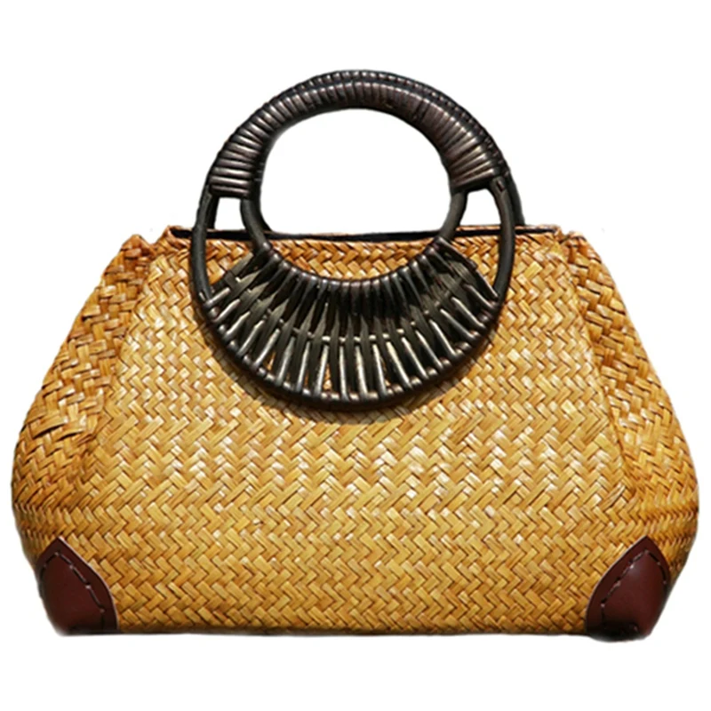 Women Straw Bags Female Bamboo Summer Beach Weave Handbag Lady Handmade Vintage Wood Handle Bag Travel Knitted Totes Bags
Women Straw Bags Female Bamboo Summer Beach Weave Handbag Lady Handmade Vintage Wood Handle Bag Travel Knitted Totes Bags
