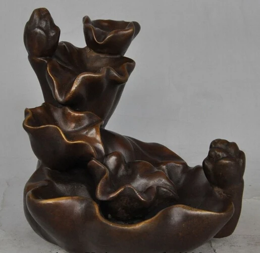 p5364 chinese bronze copper Lotus Lotus leaf Auspicious lucky statue Pen wash Ashtray
p5364 chinese bronze copper Lotus Lotus leaf Auspicious lucky statue Pen wash Ashtray