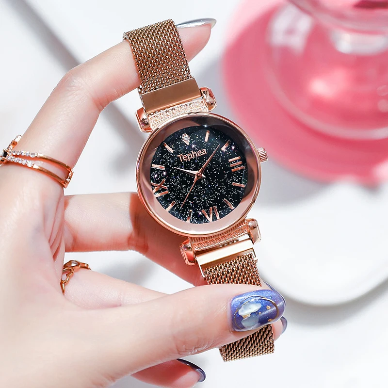 Luxury Rose Gold Women Watches Fashion Diamond Ladies Starry Sky Magnet Watch Waterproof Female Wristwatch For Gift Clock 2019
Luxury Rose Gold Women Watches Fashion Diamond Ladies Starry Sky Magnet Watch Waterproof Female Wristwatch For Gift Clock 2019