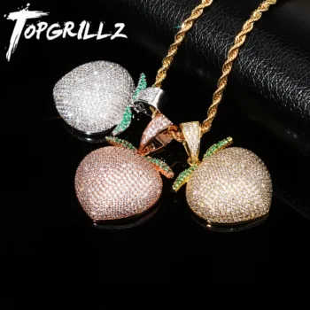 TOPGRILLZ Hip Hop Necklace Micro Pave AAA Cubic Zirconia Bling Iced Out Heavy Peach Pendants Necklaces for Men Rapper Jewelry
TOPGRILLZ Hip Hop Necklace Micro Pave AAA Cubic Zirconia Bling Iced Out Heavy Peach Pendants Necklaces for Men Rapper Jewelry