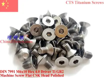 Titanium screws M6X10 DIN 7991 Flat Head Hex 4.0 driver Ti GR2 Polished 10 pcs 
Titanium screws M6X10 DIN 7991 Flat Head Hex 4.0 driver Ti GR2 Polished 10 pcs