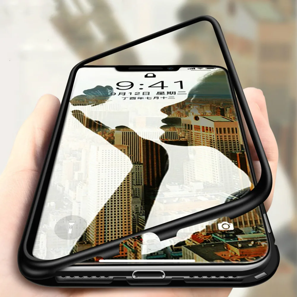 Новый металлический магнитный чехол для iPhone XR XS MAX X 7 8 Plus чехлы из закаленного