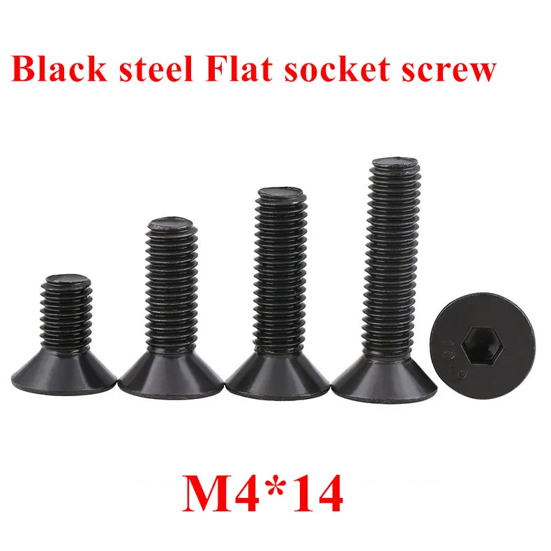 500 шт. черные болты M4 * 14 DIN7991 черная сталь 10 9 класс m4x14 мм Шестигранная головка с
