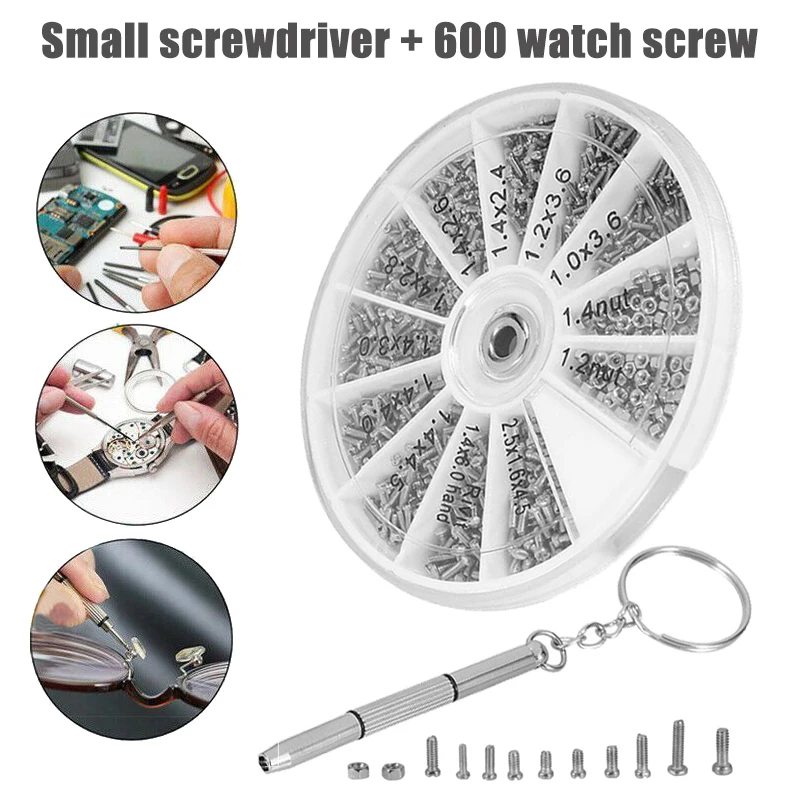 600pcs/set Assorted Screws For Watch Clock Eye Glasses Watchmaker Repair Parts Tool Screws/Screwdriver
600pcs/set Assorted Screws For Watch Clock Eye Glasses Watchmaker Repair Parts Tool Screws/Screwdriver