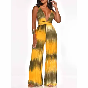 2019 Colorful Tie Dye Print Wide Leg Overalls Women Boho Deep V-Neck Backless Jumpsuit Sexy Palazzo Halter Beach Romper
2019 Colorful Tie Dye Print Wide Leg Overalls Women Boho Deep V-Neck Backless Jumpsuit Sexy Palazzo Halter Beach Romper