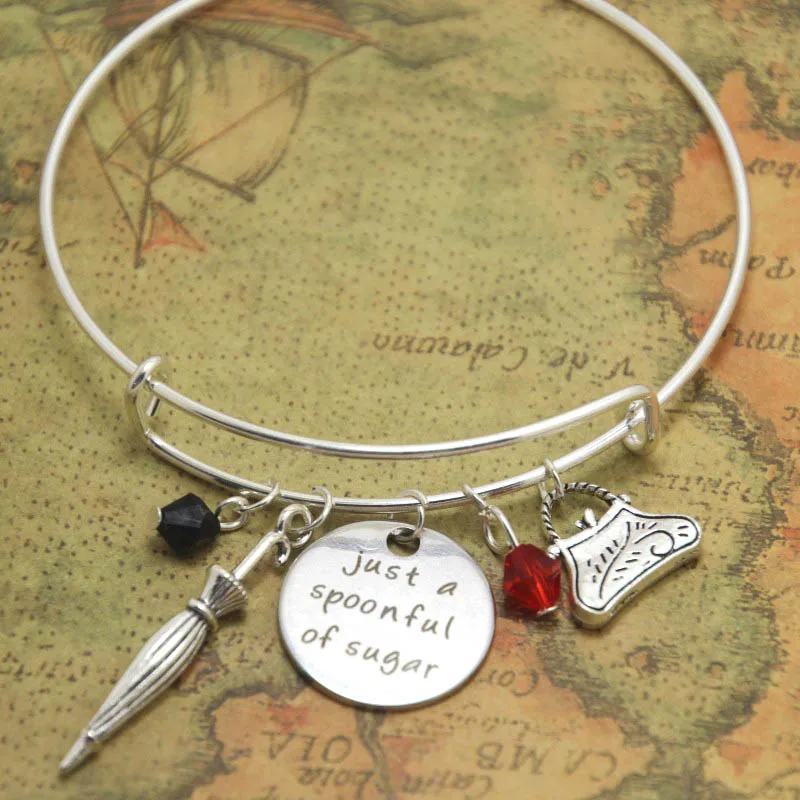 12pcs Mary Poppins bracelet just a spoonful of sugar jewelry charm bangles adjusable silver tone
12pcs Mary Poppins bracelet just a spoonful of sugar jewelry charm bangles adjusable silver tone