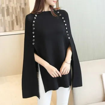 Knitted Cloak Sweater Women's Pullover Autumn Winter Streetwear Casual Loose Sweaters Capes O Neck Bat Sleeves Poncho
Knitted Cloak Sweater Women's Pullover Autumn Winter Streetwear Casual Loose Sweaters Capes O Neck Bat Sleeves Poncho