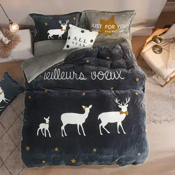 Fine flannel Bedding Set White deer Bed Set luxury black Thicken Duvet Cover Set Bed Sheet Pillowcases Twin Queen size bed
Fine flannel Bedding Set White deer Bed Set luxury black Thicken Duvet Cover Set Bed Sheet Pillowcases Twin Queen size bed
