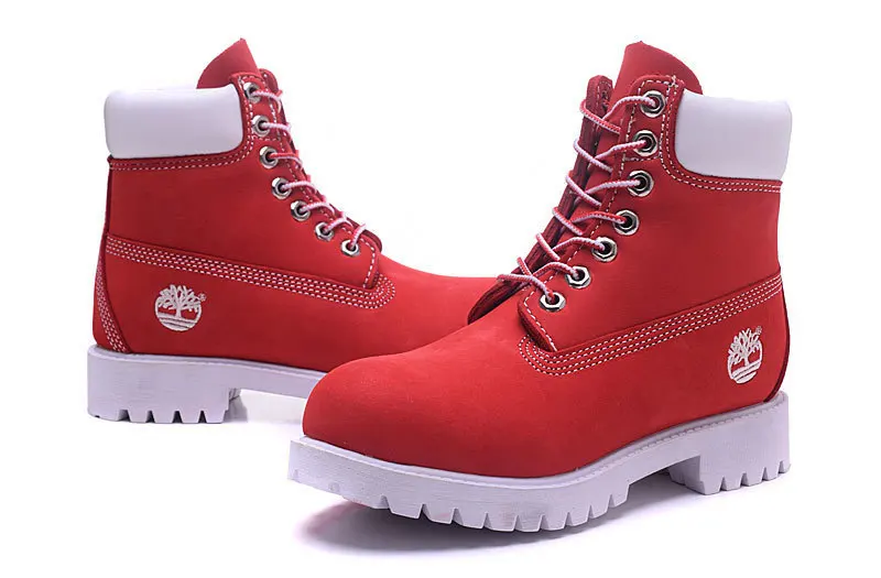 red white timberland boots